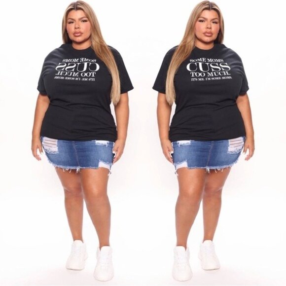 Fashion Nova ✦ Some Moms Cuss Too Much Graphic Tee ✦ Black Cotton Crew Neck S NW - Picture 7 of 14